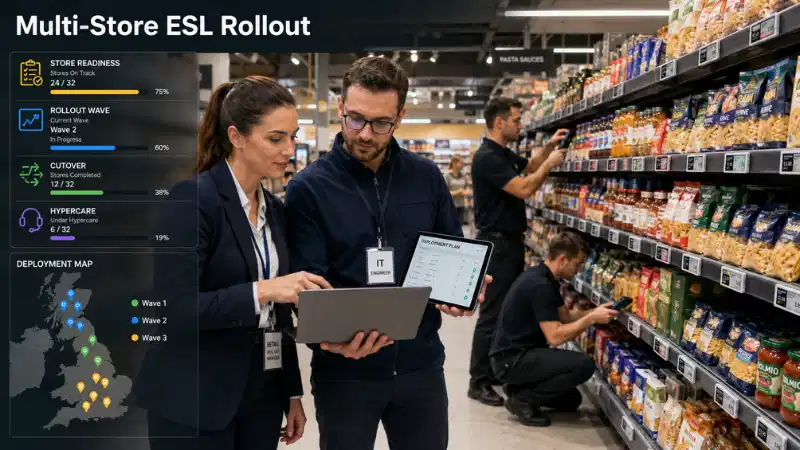Útrolplan foar elektroanyske planketiketten foar detailhannel mei meardere-winkels